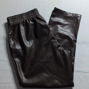 DKNY faux leather pants women elastic waist  size L NWOT